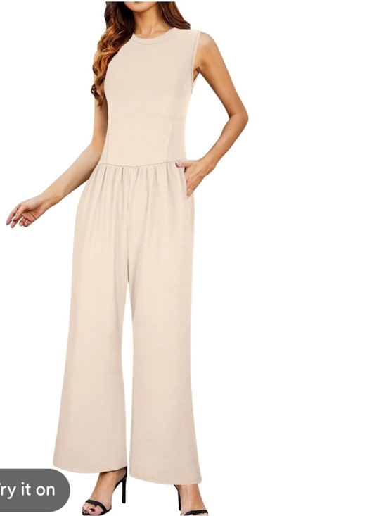 Cider Pants - Cider Ivory Sleeveless Wide-Leg Jumpsuit